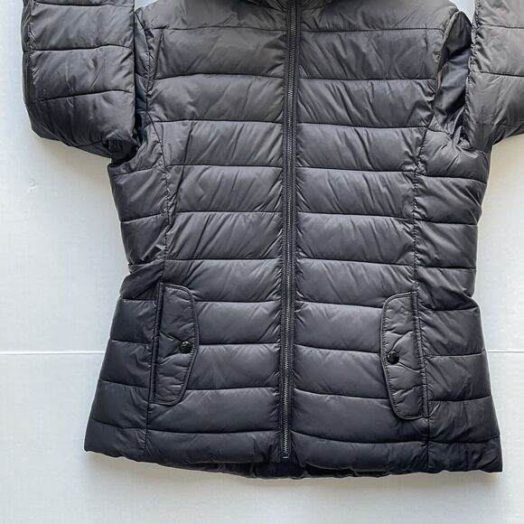 Zara Womens Black Reversible Insulated Hooded Full Zip Puffer Jacket Size M - Picture 9 of 16